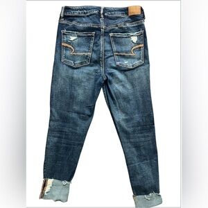 American Eagle Outfitters Ripped Ankle Jeans - Dark Blue